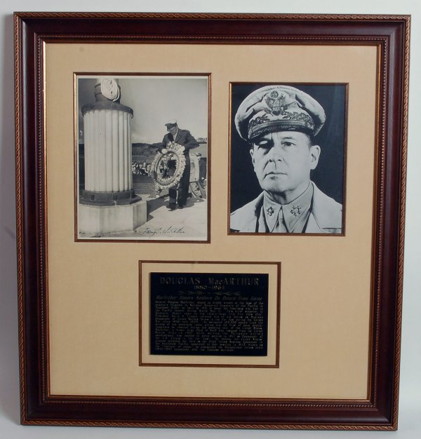 Appraisal: General Douglas MacArthur signed black and white photograph Photo of