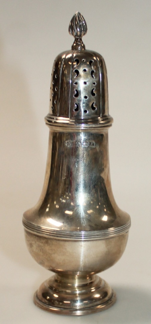 Appraisal: A George V silver sugar caster by William Hutton Sons