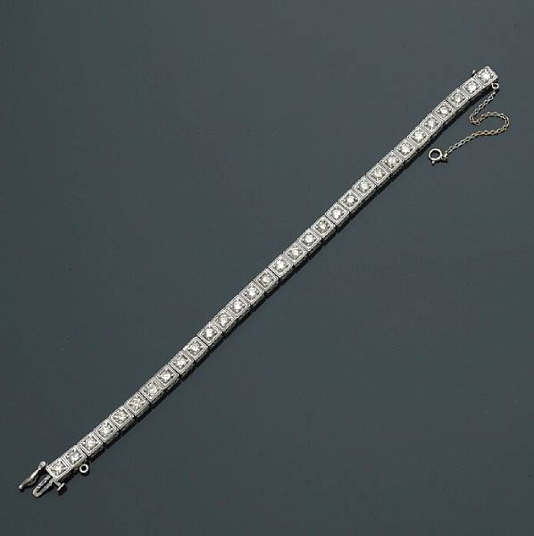 Appraisal: A diamond line bracelet estimated total diamond weight carats mounted