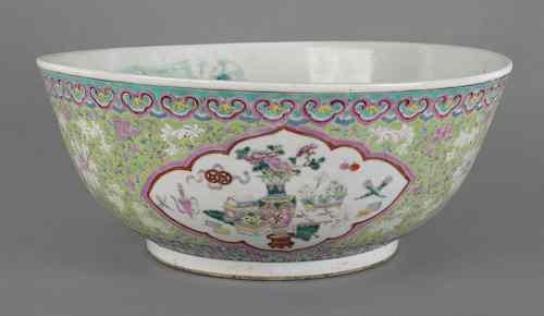 Appraisal: Chinese export porcelain famille rose punch bowl th c the