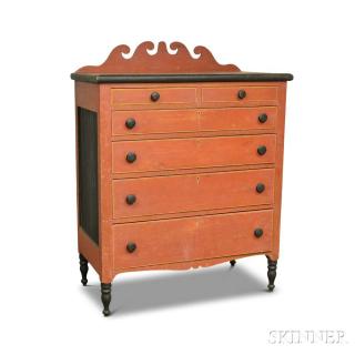 Appraisal: Soap Hollow-style Paint-decorated Tall Chest imperfections ht wd dp in