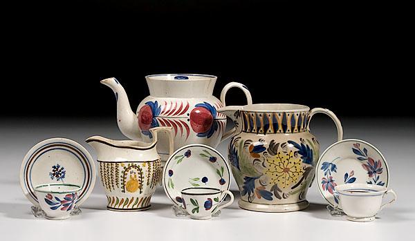 Appraisal: LOT OF EARLY CREAMWARE AND PEARLWARE six articles English early-