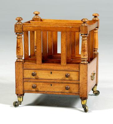 Appraisal: Regency style mahogany canterbury two dovetailed drawers with oak linings