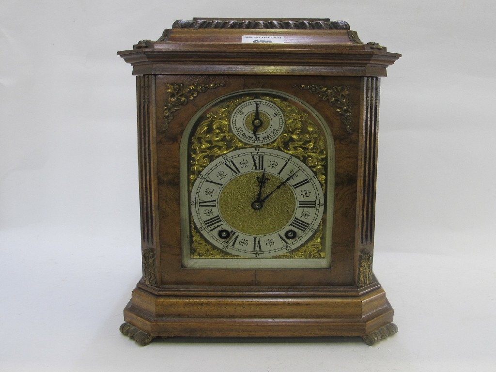 Appraisal: Walnut cased bracket clock marked Lenskirch to movement