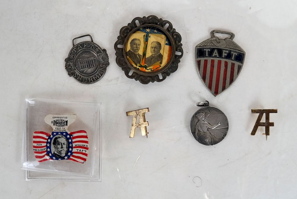 Appraisal: Lot of William Taft Fobs Medals Lot includes silver inaugural