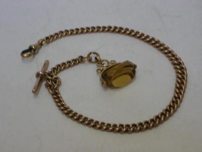 Appraisal: A CT GOLD ALBERT the mildly graduated curb link hanging