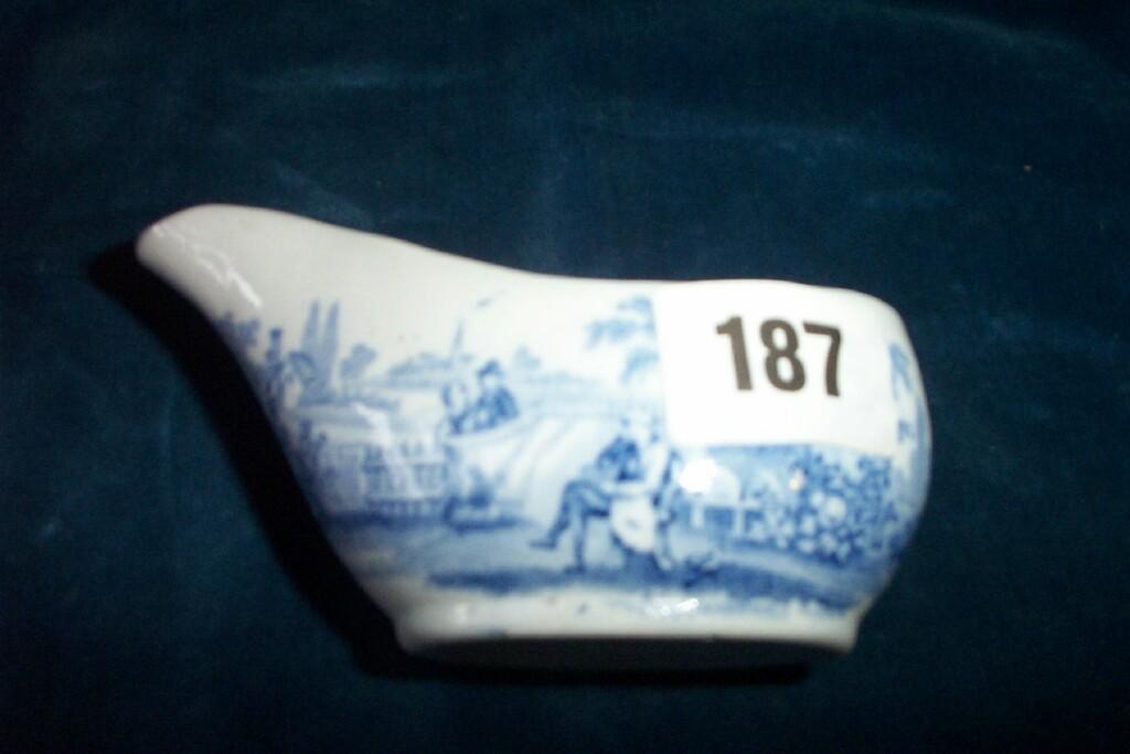 Appraisal: An early th century blue and white printed pap boat