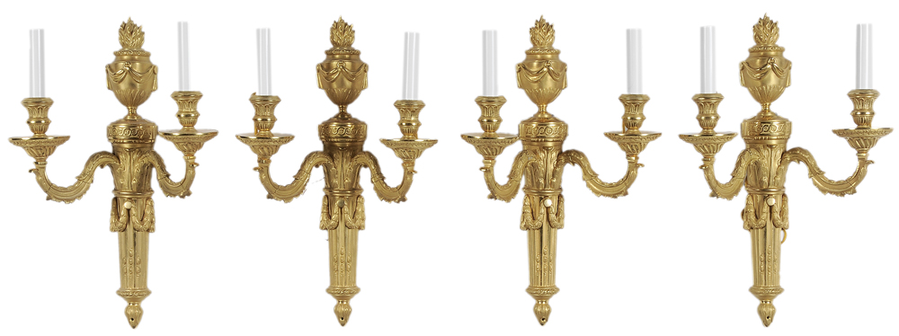 Appraisal: Set of Four Louis XVI Style Gilt Bronze Sconces French