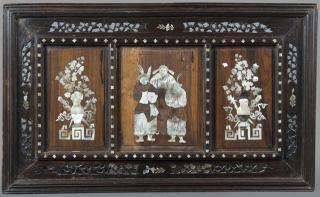 Appraisal: Chinese Mother-of-Pearl Inlaid Panel early th c with a central