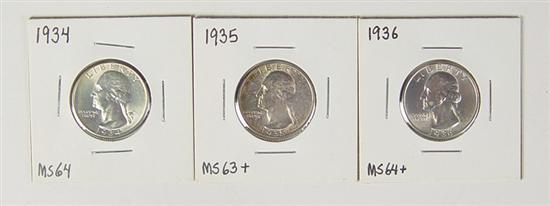 Appraisal: Three Philadelphia Mint Washington Quarters grades MS grades MS and