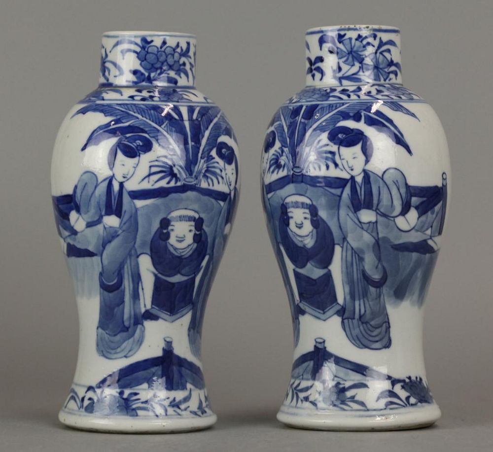 Appraisal: pair of Chinese blue white vases possibly th c porcelain