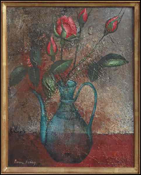 Appraisal: PIERRE HENRY FRENCH B RED ROSES Oil on canvas signed