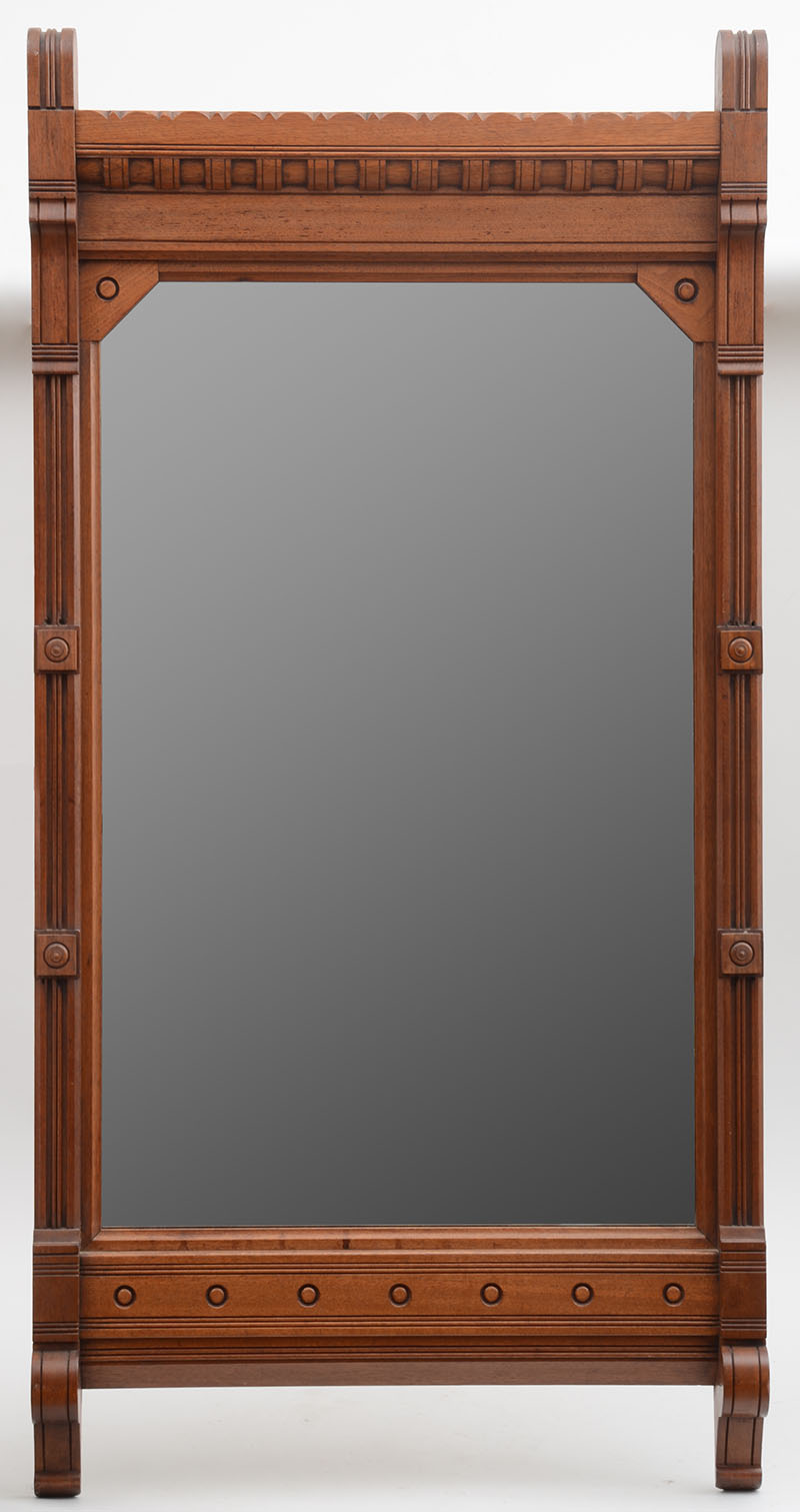 Appraisal: HERTER BROTHERS American Aesthetic Movement walnut hall mirror with branded