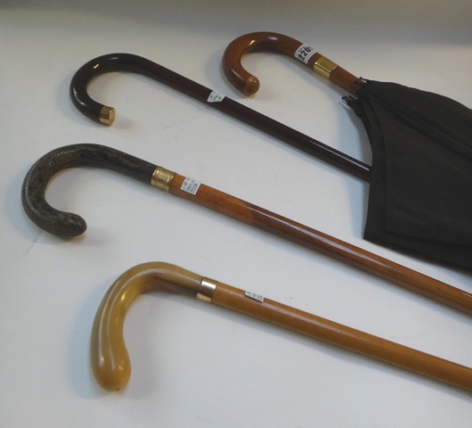 Appraisal: A Victorian walking cane with shagreen handle and gold collar