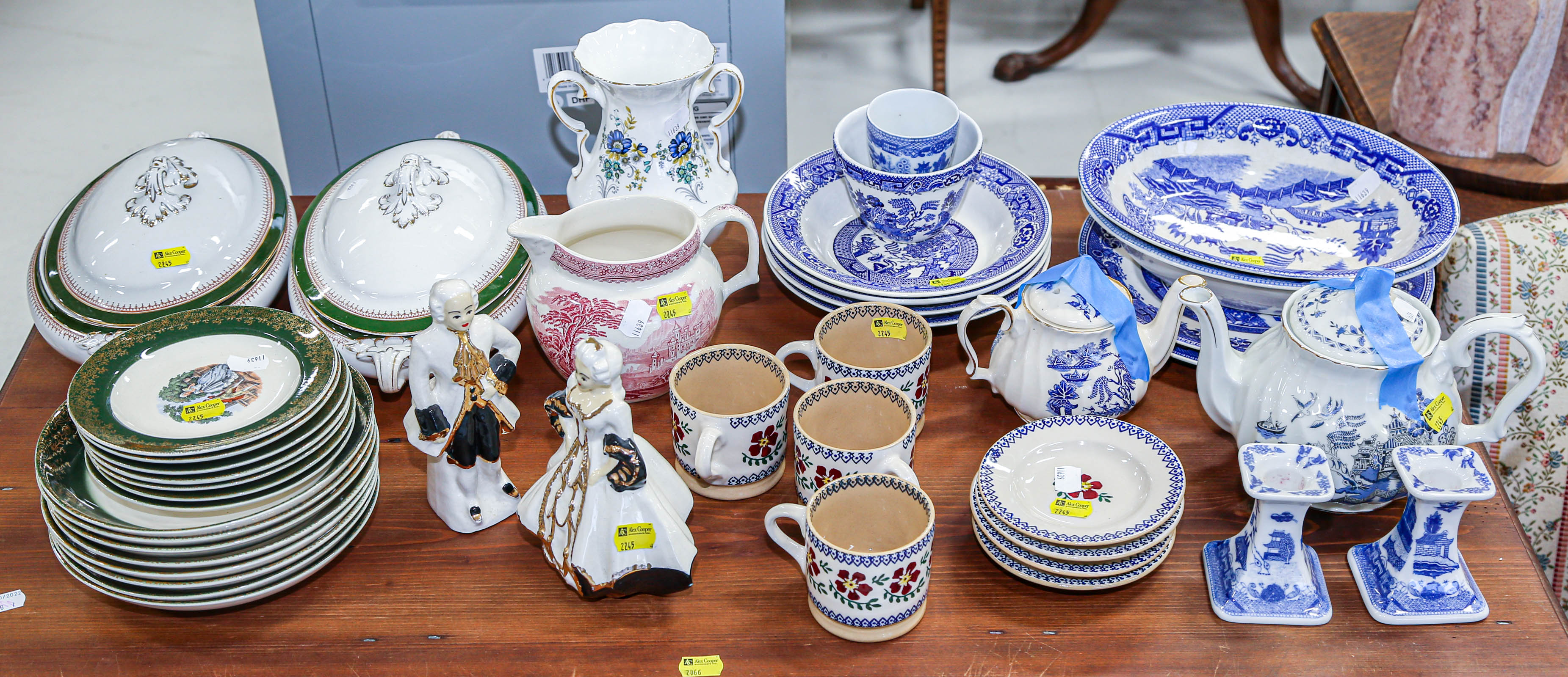 Appraisal: ASSORTED CHINA ITEMS Including Blue Willow china Irish cups and