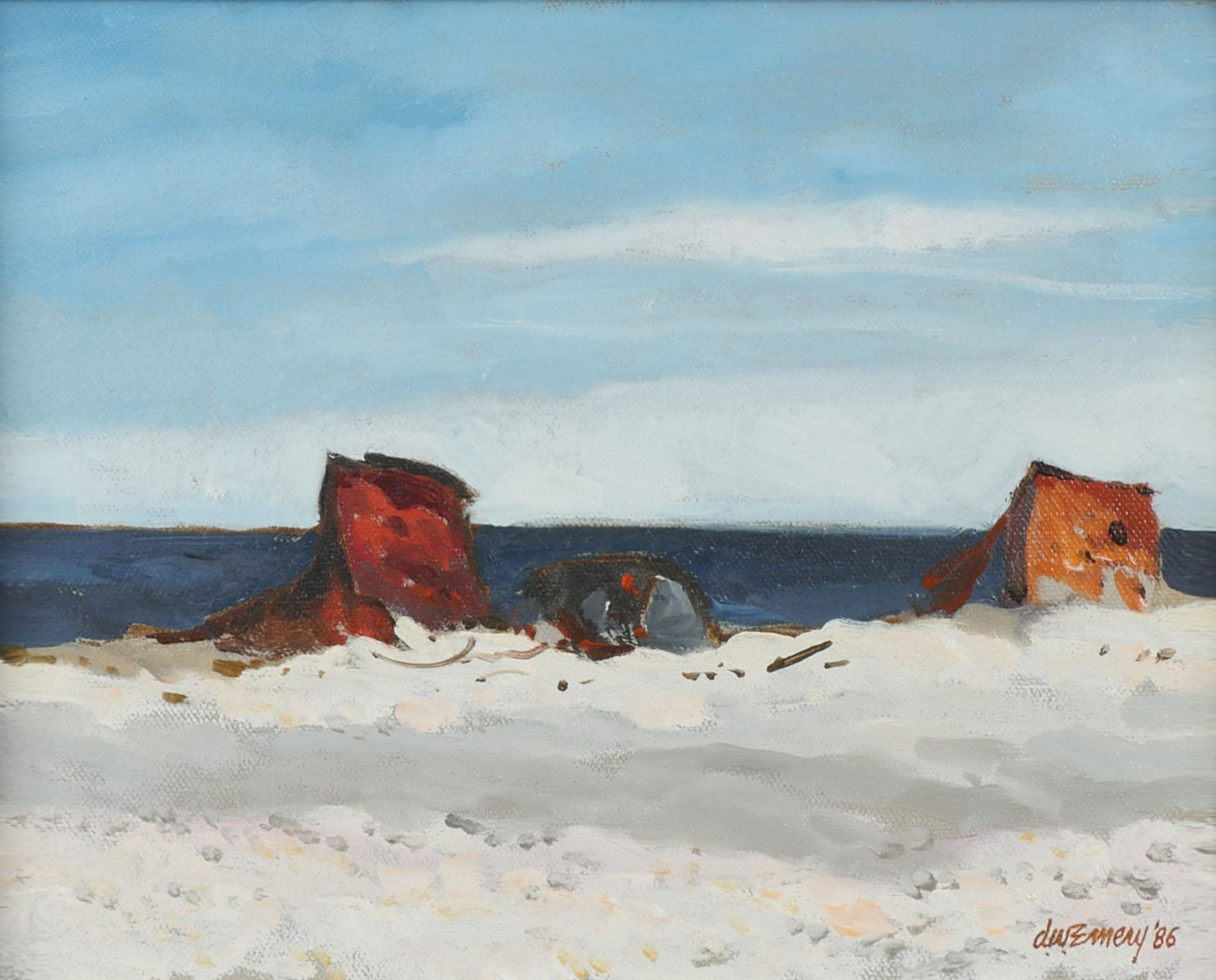 Appraisal: EMERY Don W American - ''Rusting Beach Relics'' Oil Canvas