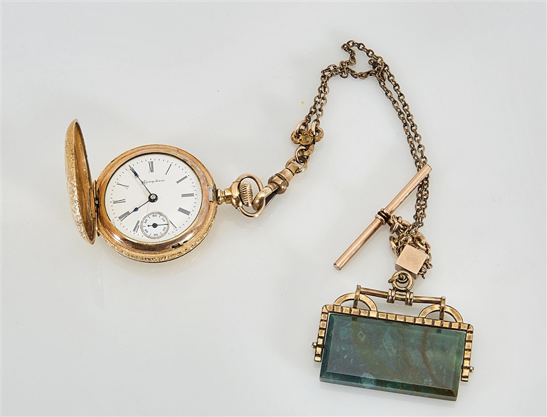 Appraisal: k yellow gold pocket watch and watch fob watch dial