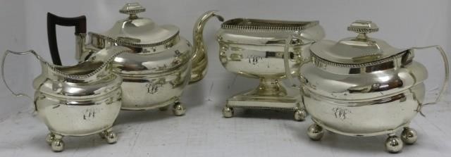 Appraisal: PIECE COIN SILVER TEA SET CA BY WILLIAMHEYER NY NY