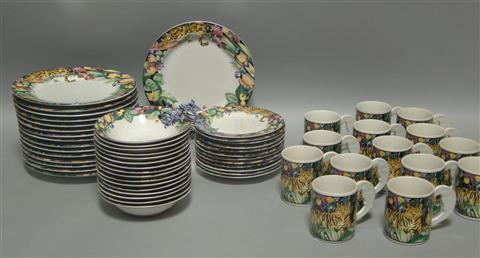 Appraisal: CONTEMPORARY SAFARI THEME PART DINNER SERVICE The extensive service including