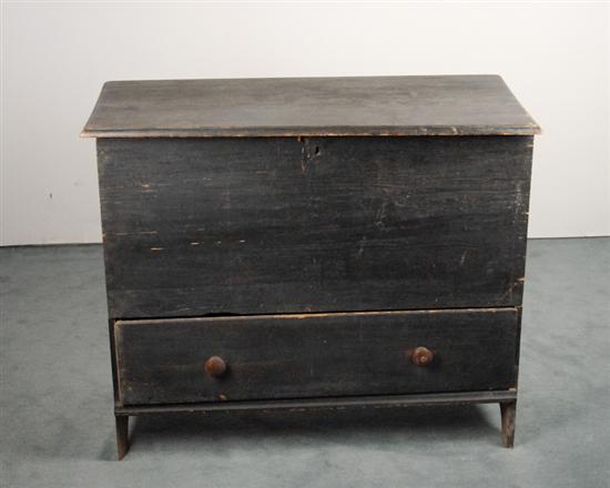 Appraisal: An E th C Black Painted Mule Chest having a