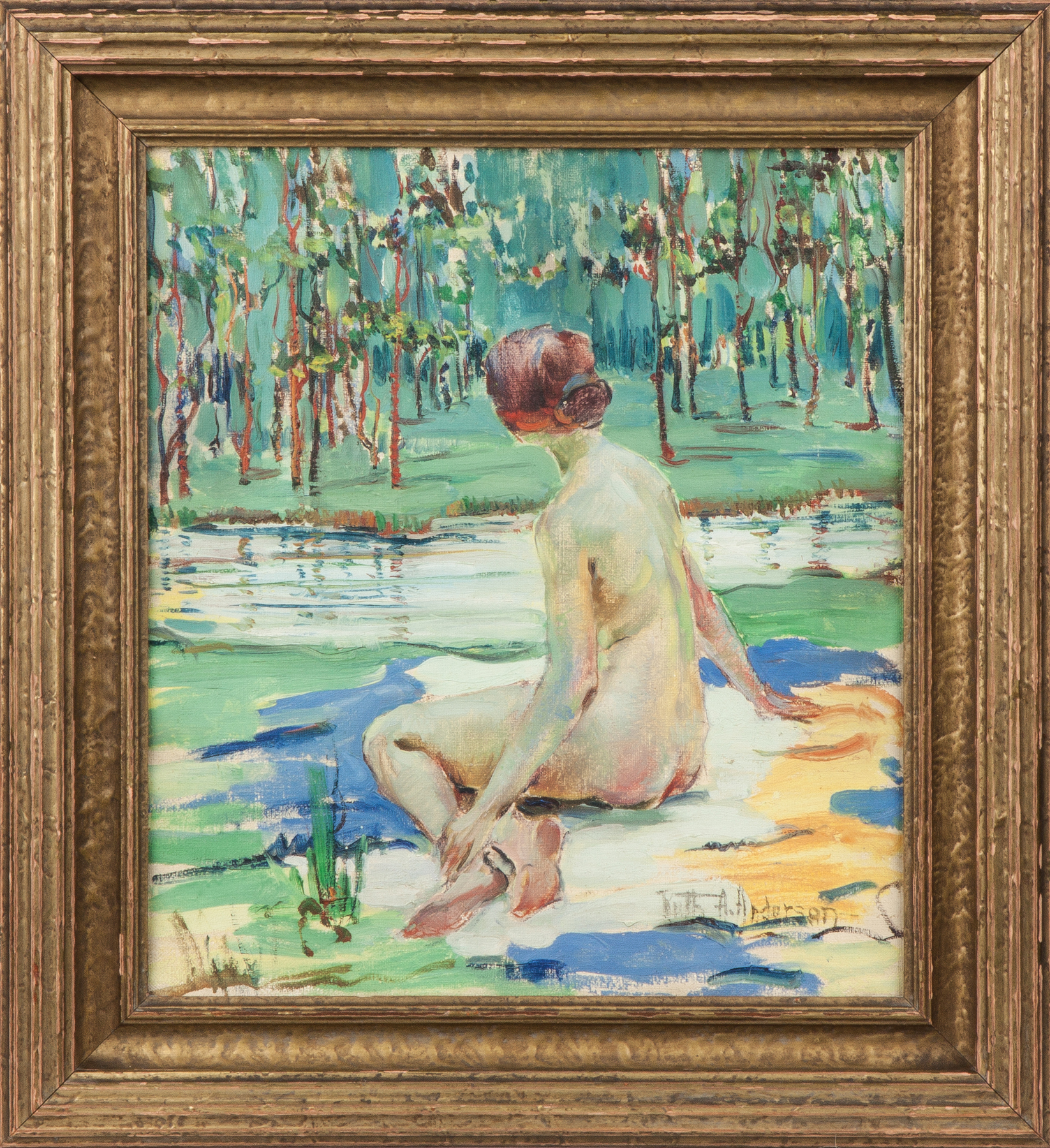 Appraisal: Ruth A Temple Anderson American - Seated Nude in Landscape