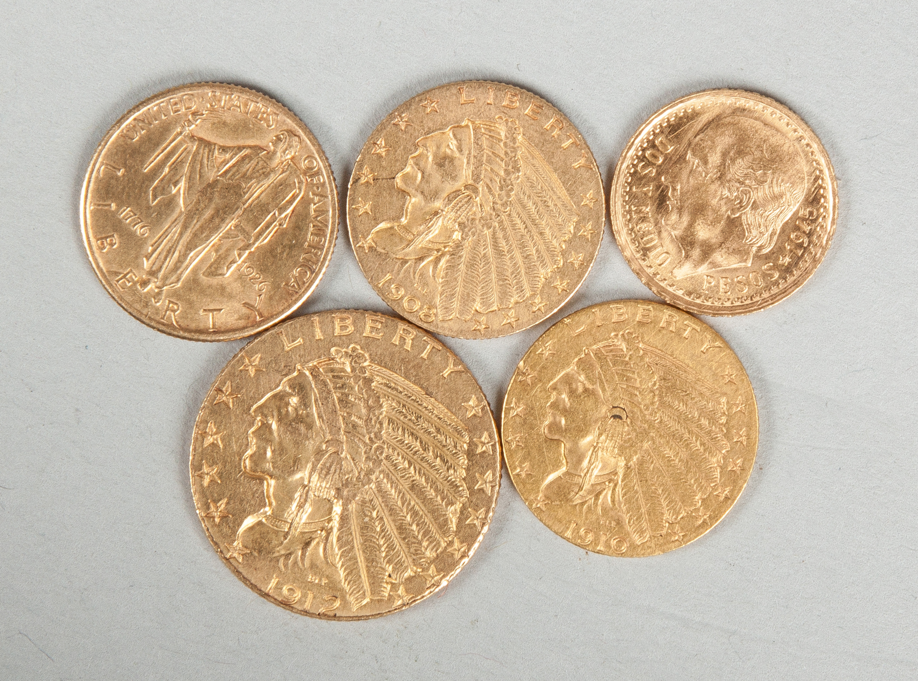 Appraisal: Group of Five Gold Coins Indian Head Liberty Liberty Liberty