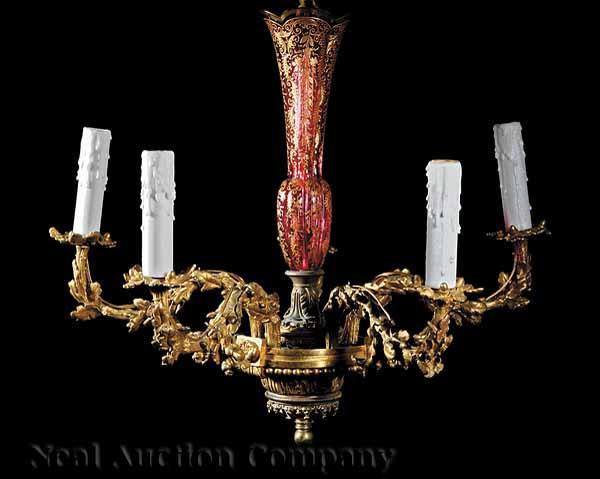 Appraisal: A Napoleon III Gilt Bronze Five-Light Chandelier mid- th c