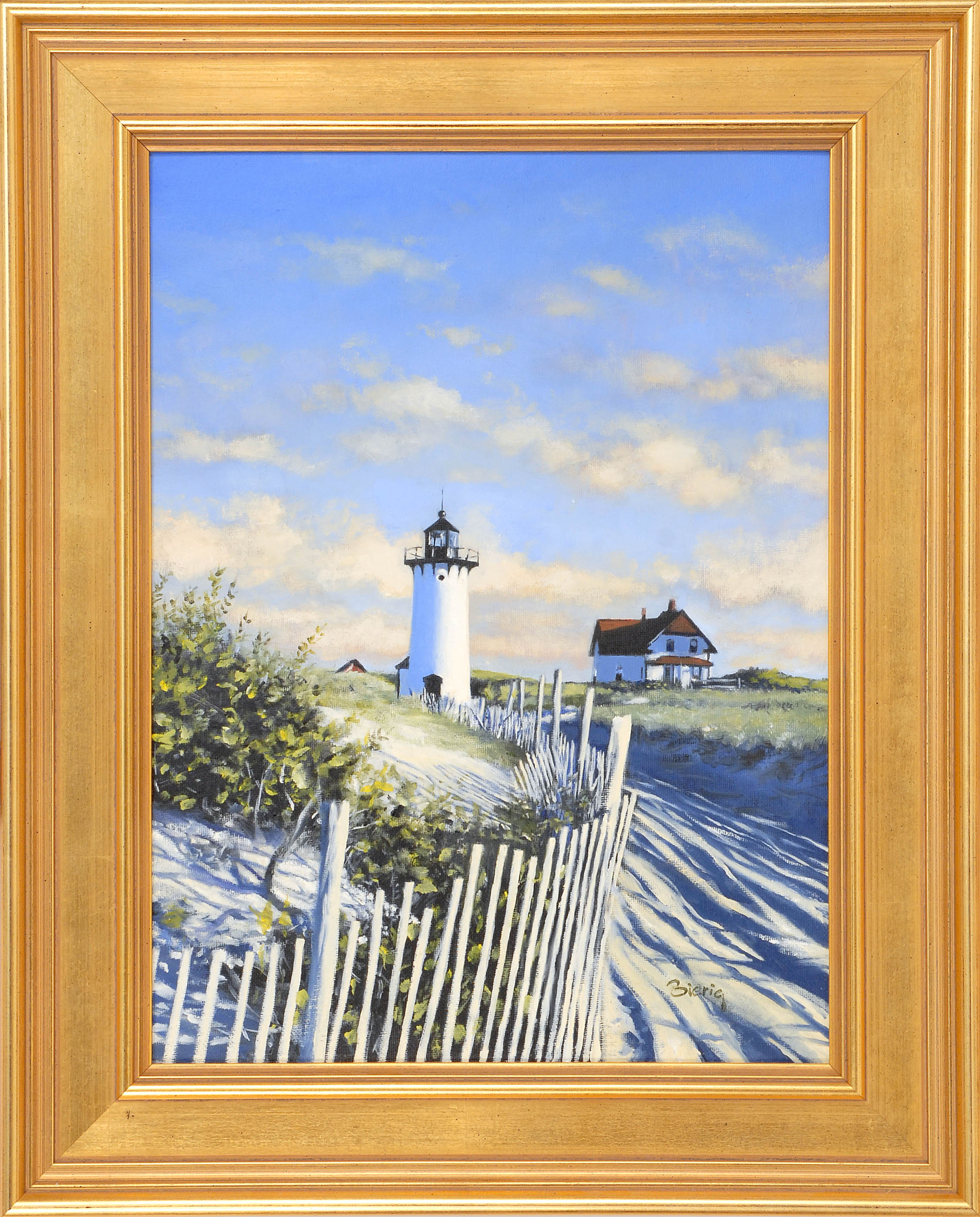 Appraisal: BRIAN BIERIGContemporary Cape CodRace Point Lighthouse Signed lower right Bierig