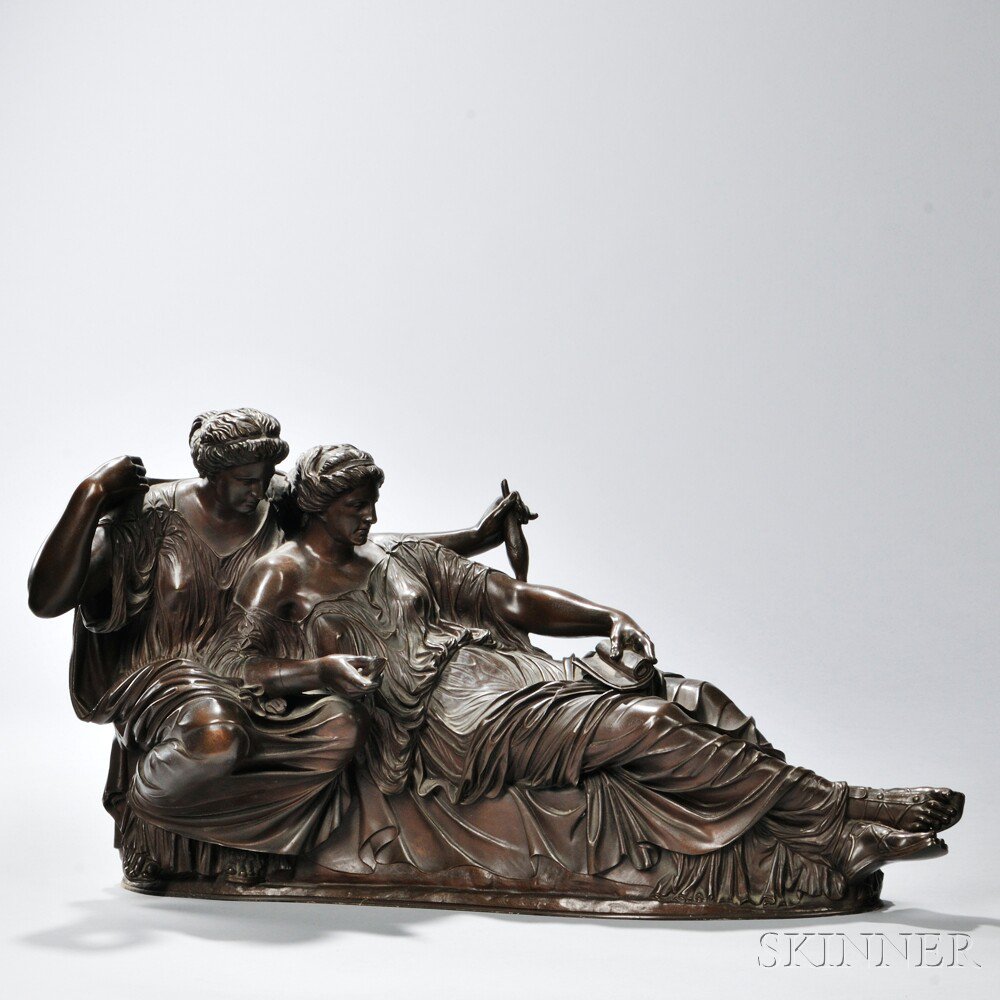 Appraisal: Barbedienne Bronze of Two Classical Women th century in draped