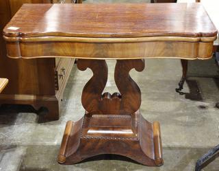 Appraisal: American Empire mahogany game table th century having a hinged