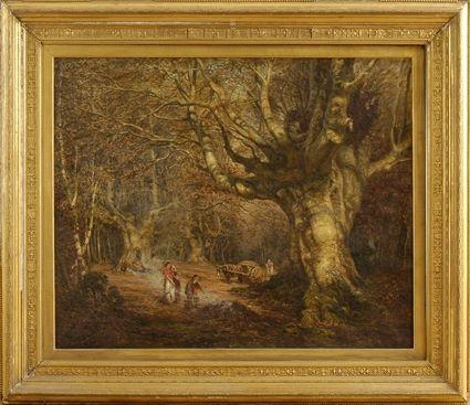 Appraisal: W H SIMPSON ACT - RAKING LEAVES Oil on canvas