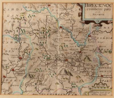 Appraisal: Christopher Saxton Brecknoc Glamorgan two hand coloured maps cm x