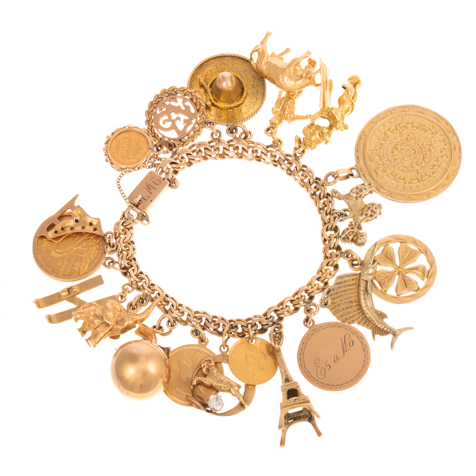 Appraisal: A WHIMSICAL CHARM BRACELET WITH CHARMS IN GOLD K yellow