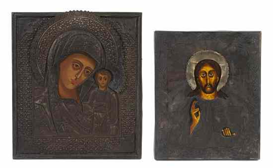 Appraisal: Two Eastern European Oklad Icons each of rectangular form one