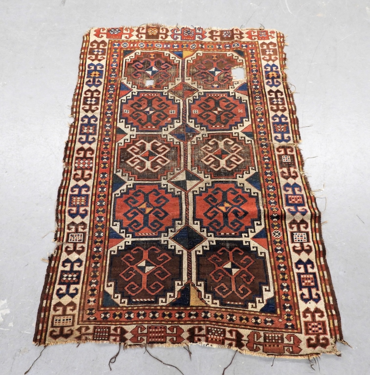 Appraisal: KAZAK GEOMETRIC RUG Middle East th CenturyRed blue cream yellow