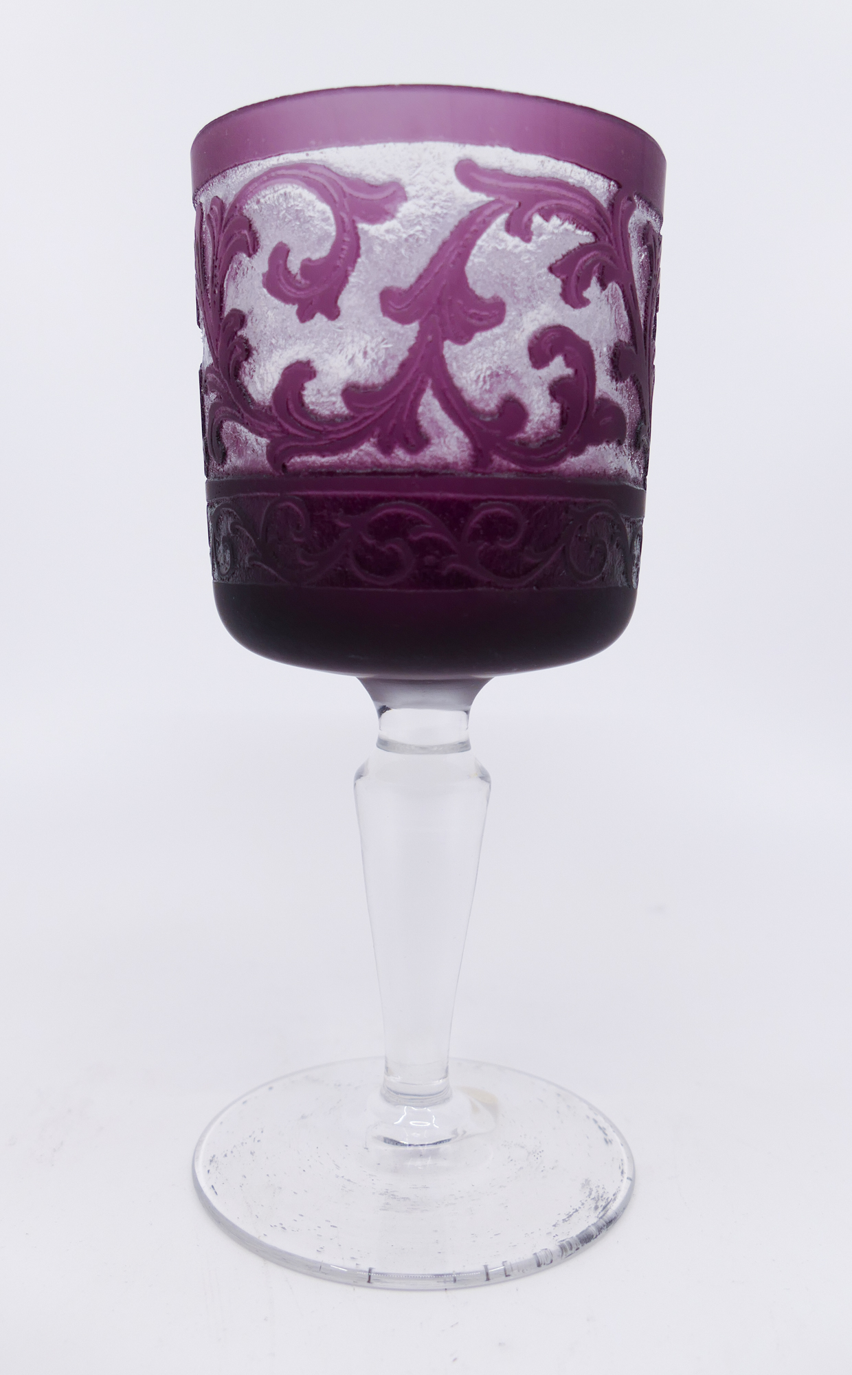 Appraisal: 's Acid Etched Rococo Wine Hock Purple over clear Measures