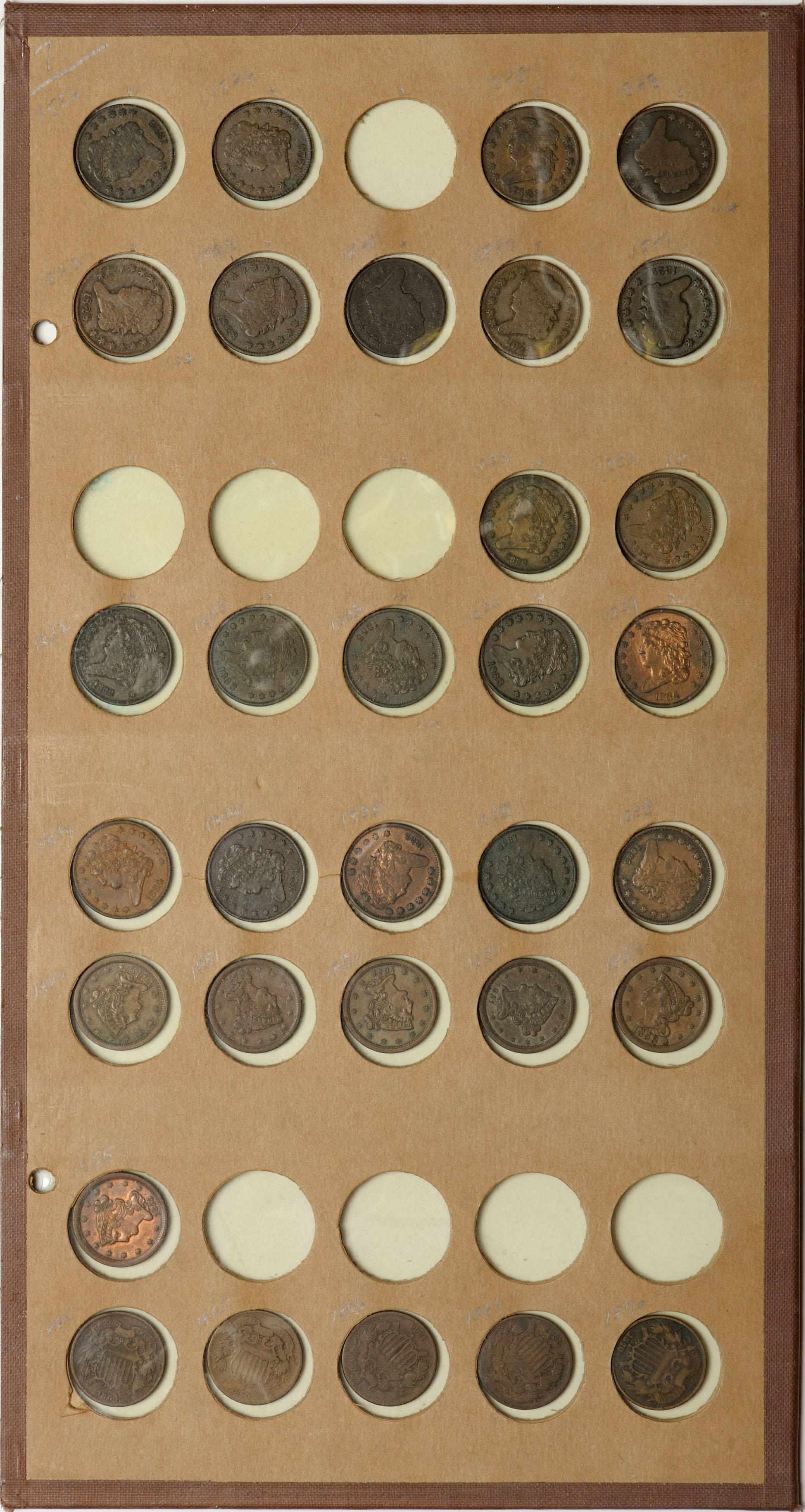 Appraisal: National Coin Album Sheet of Half Cents - Together with