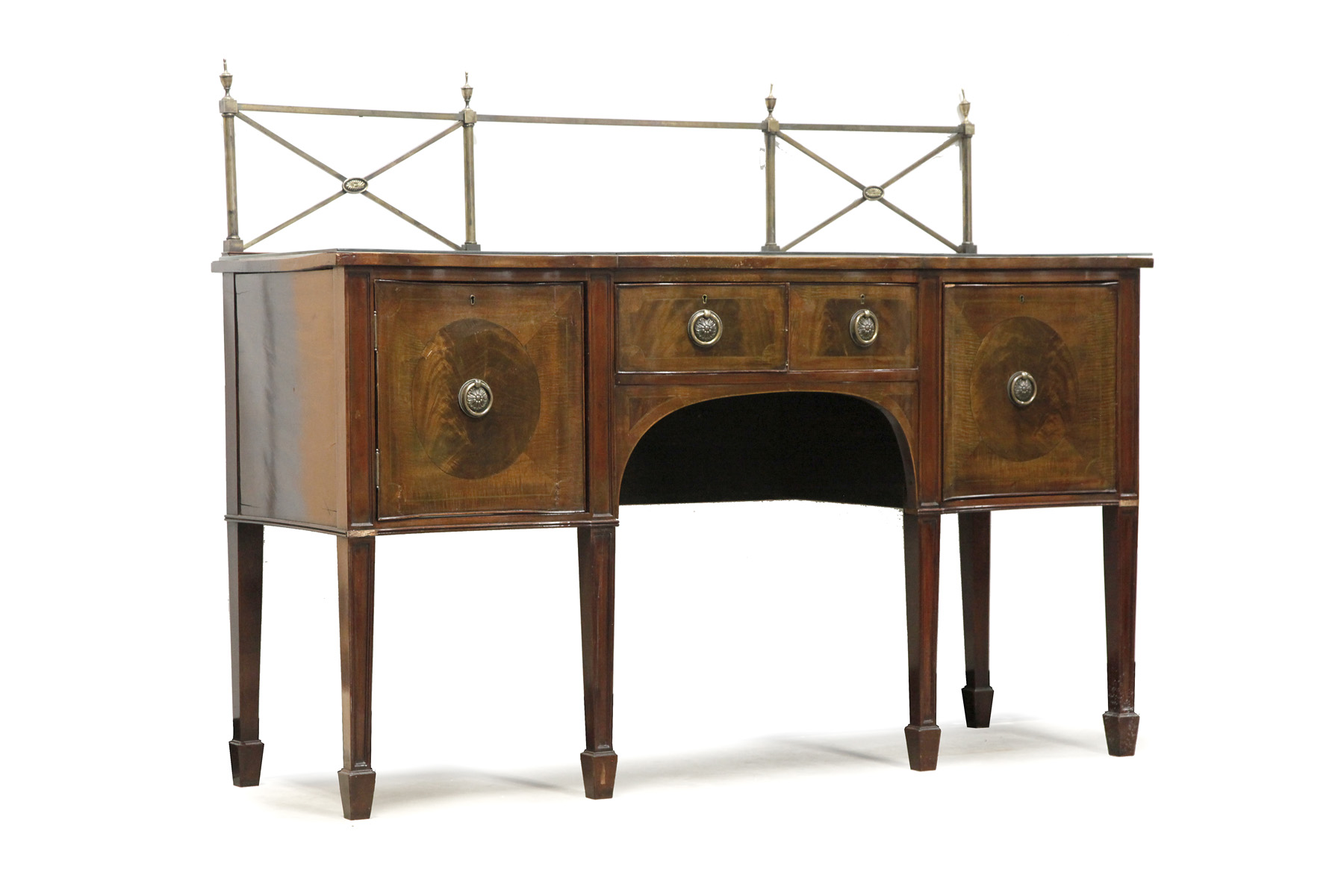 Appraisal: HEPPLEWHITE-STYLE BENCH-MADE SERPENTINE FRONT SIDEBOARD England st quarter- th century