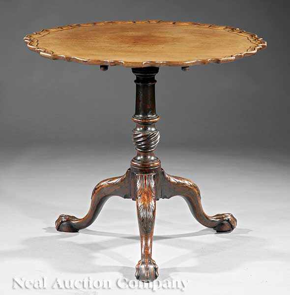 Appraisal: A Fine Chippendale Carved Mahogany Tilt-Top Tea Table th c