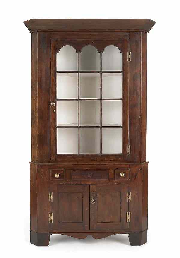 Appraisal: Pennsylvania pine corner cupboard ca h w