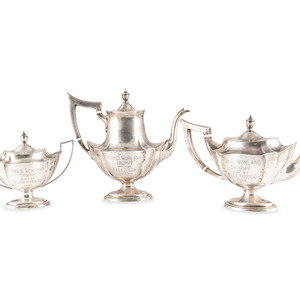 Appraisal: An American Silver Three-Piece Trophy Tea Coffee Service Gorham Mfg