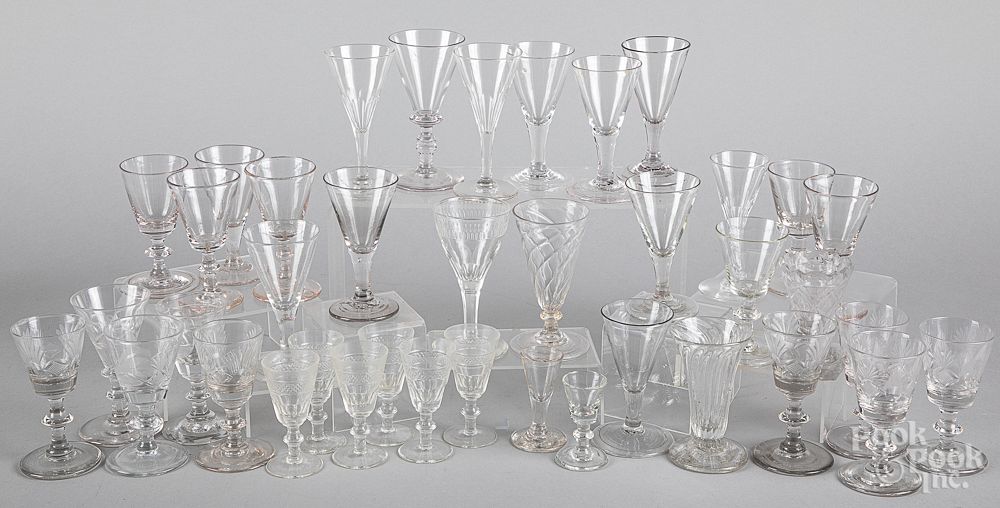 Appraisal: Collection of colorless glass cordials Collection of colorless glass cordials