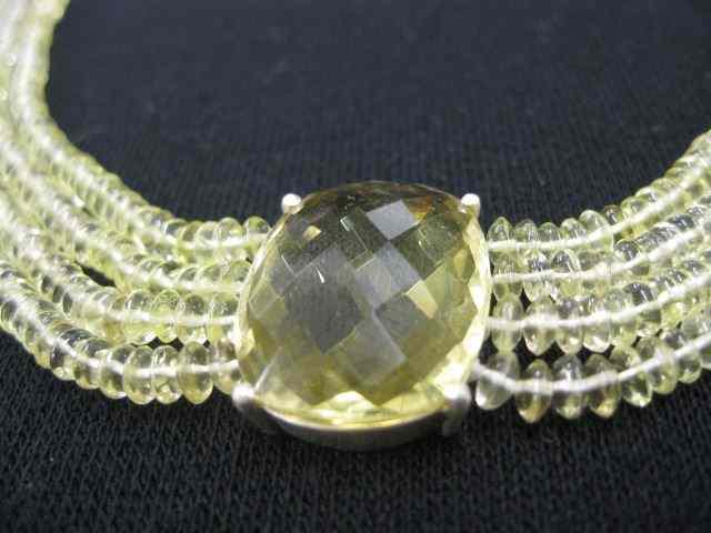 Appraisal: Lemon Citrine Necklace carat gem onfour strand '' necklace hundreds