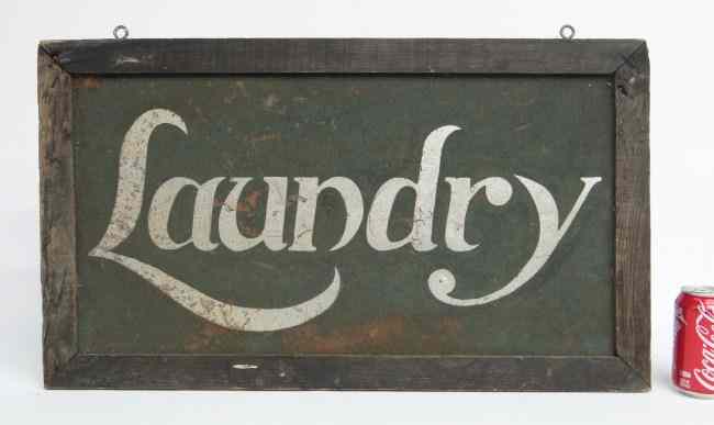 Appraisal: C double sided sand painted ''Laundry'' sign Found in Ct