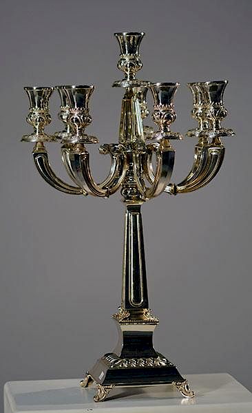 Appraisal: Hazorfim Sterling Candelabra Hazorfim sterling eight branch candelabra tall W