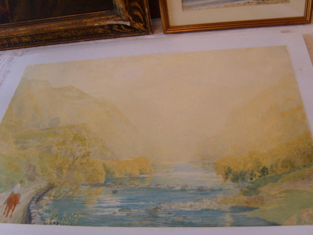 Appraisal: A th century watercolour of a Highland landscape with river