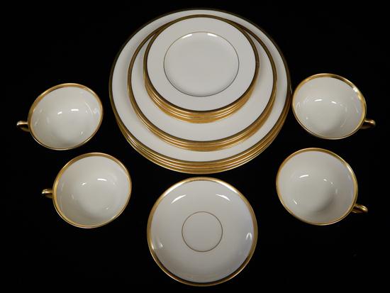 Appraisal: th C Lenox Tuxedo pattern partial dinner service ivory ground