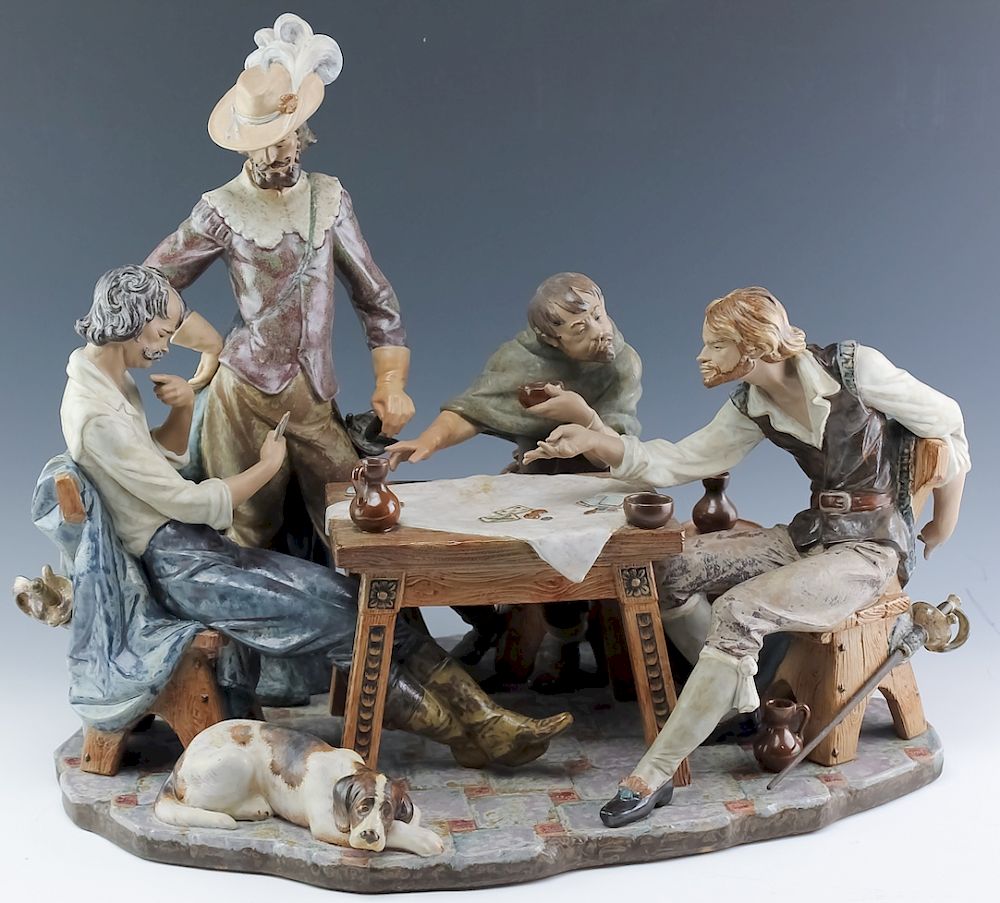 Appraisal: Lladro Spain Porcelain Playing Cards Retired Spanish porcelain sculpture by