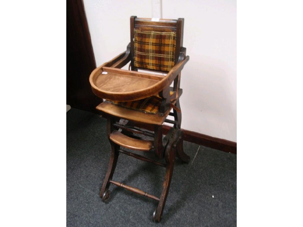 Appraisal: A late thC American walnut metamorphic child's low chair