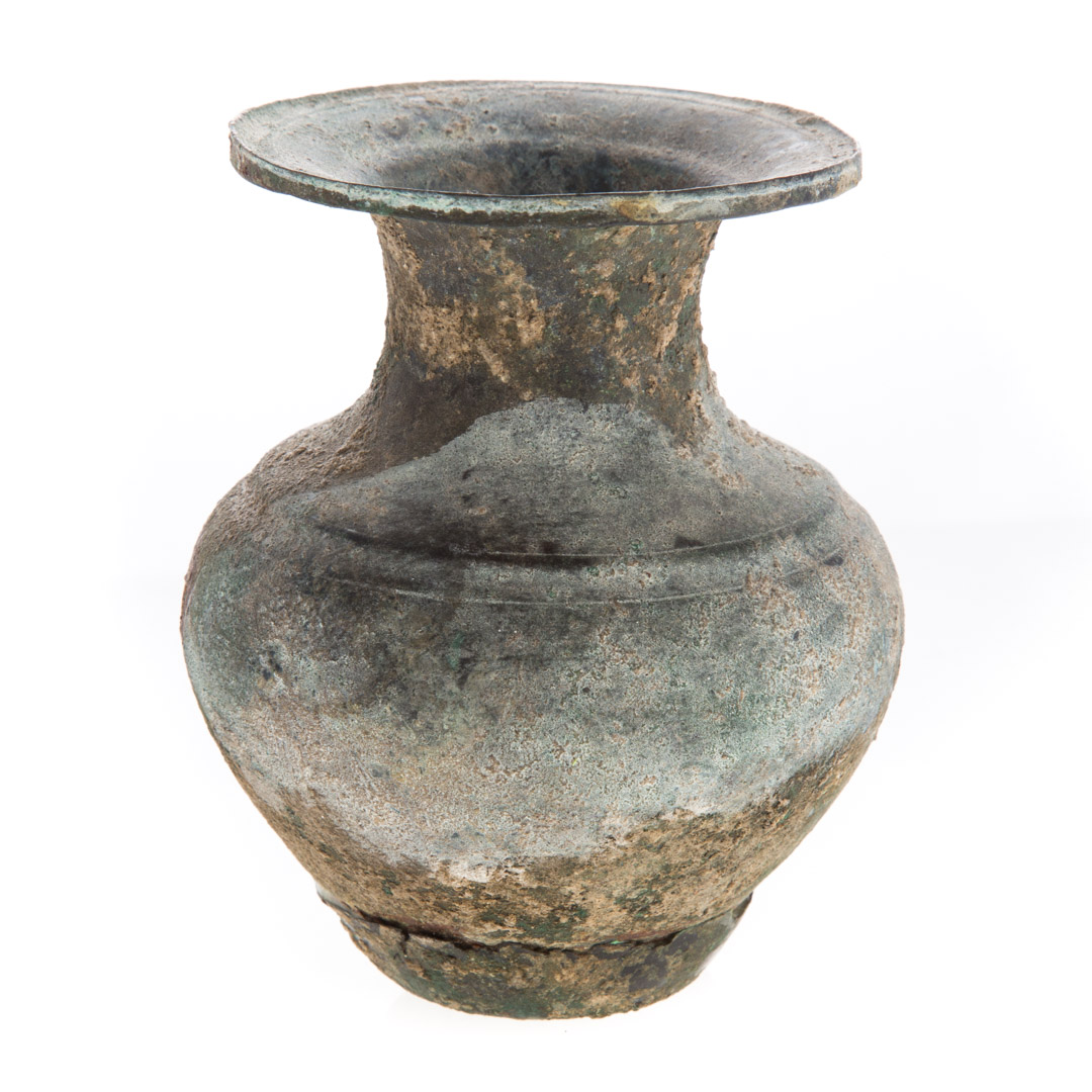 Appraisal: Classical bronze vase possibly Egyptian Roman Period in H Provenance